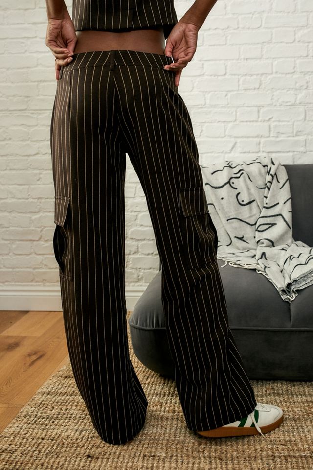 Urban Outfitters Archive Pantaloni cargo a vita bassa Marrone gessato #1