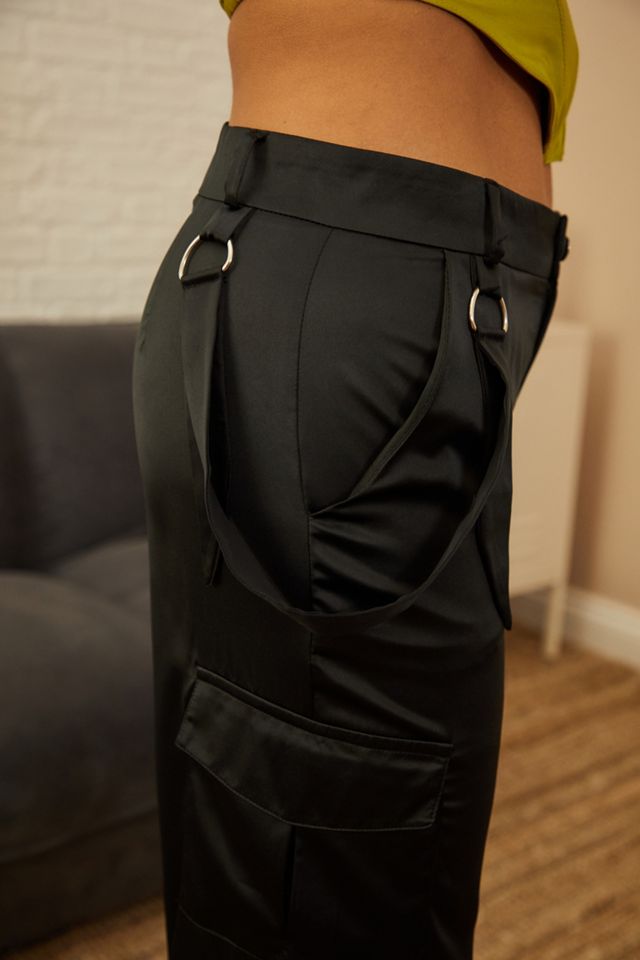 Urban Outfitters Archive Black Satin Cargo Trousers #2