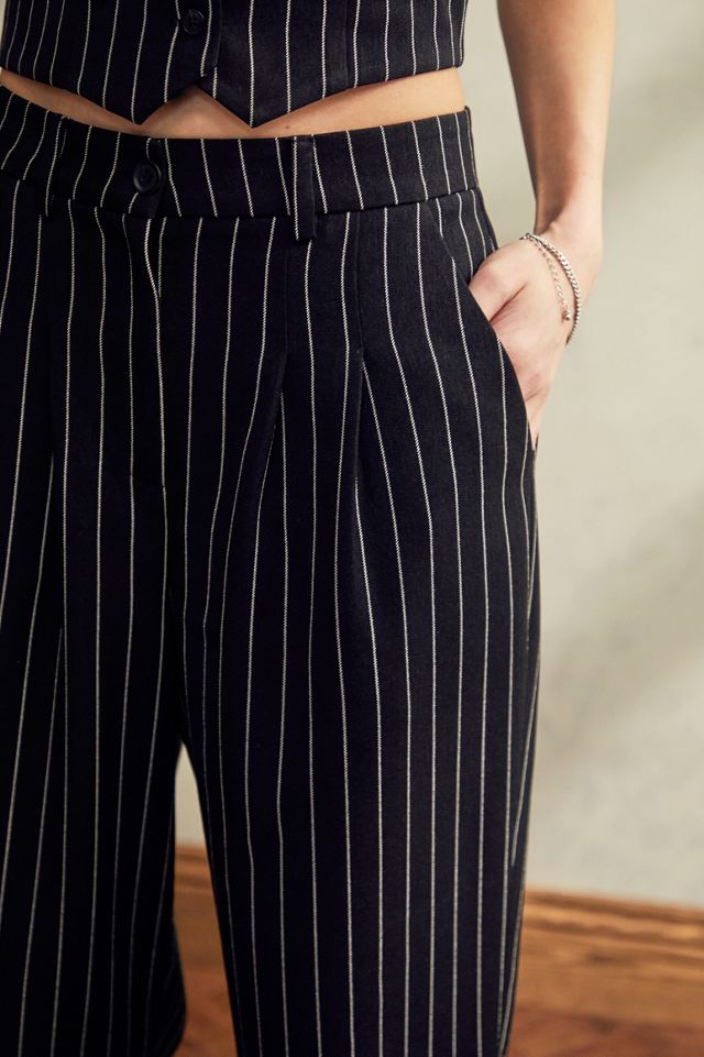 Urban Outfitters Archive Black Pinstripe Puddle Trousers  #1