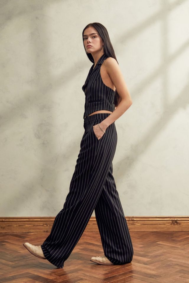 Urban Outfitters Archive Black Pinstripe Puddle Trousers