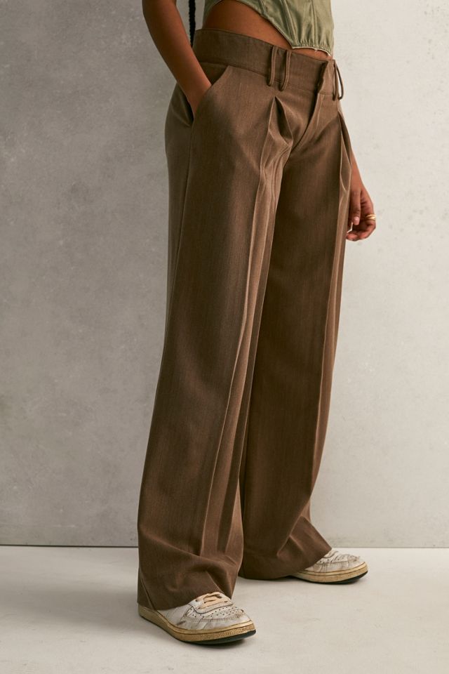 Urban Outfitters Archive Taupe Wide Leg Tailored Trousers  #1
