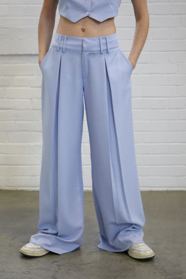 Urban Outfitters Archive Blue Tailored Wide Leg Trousers | Urban ...