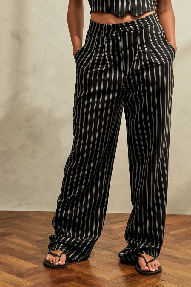 Urban Outfitters Archive Black Double Pinstripe Puddle Trousers   #2