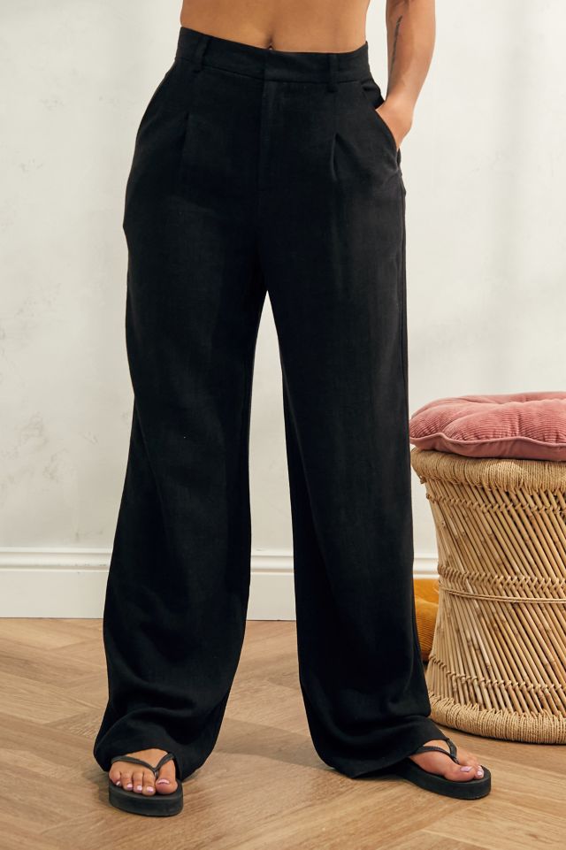 Urban Outfitters Archive Black Linen Puddle Pants | Urban Outfitters UK