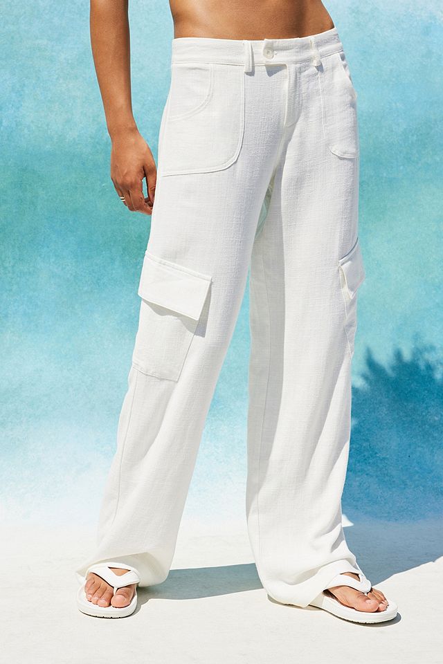 Urban Outfitters Archive White Linen-Blend Cargo Pants | Urban ...