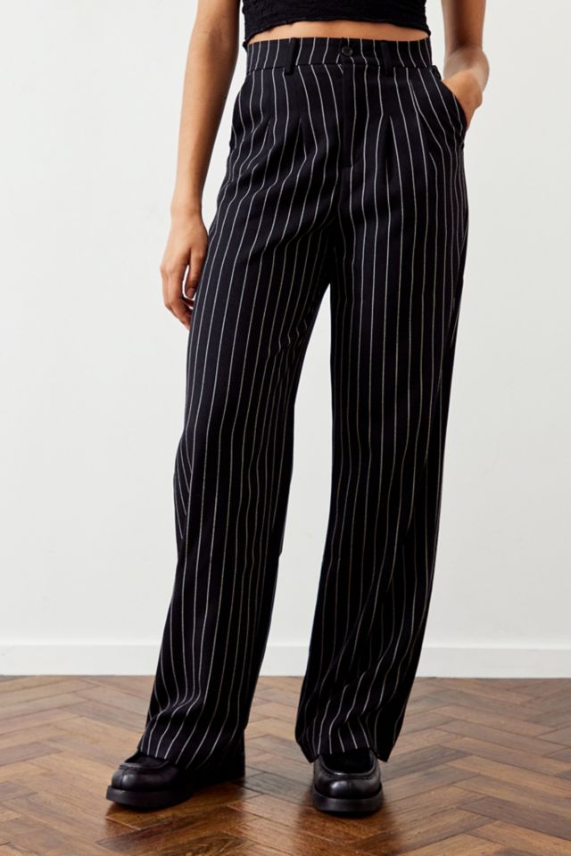 Urban Outfitters Uo Martha Pinstripe Pleated High-waisted Trouser