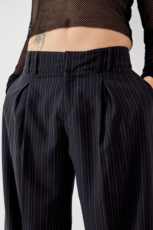 Archive At UO Black Ama Pinstripe Wide Leg Trousers | Urban