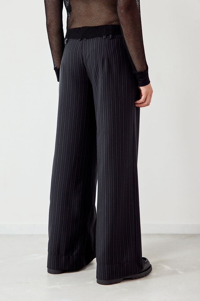 Archive At UO Black Ama Pinstripe Wide Leg Trousers | Urban