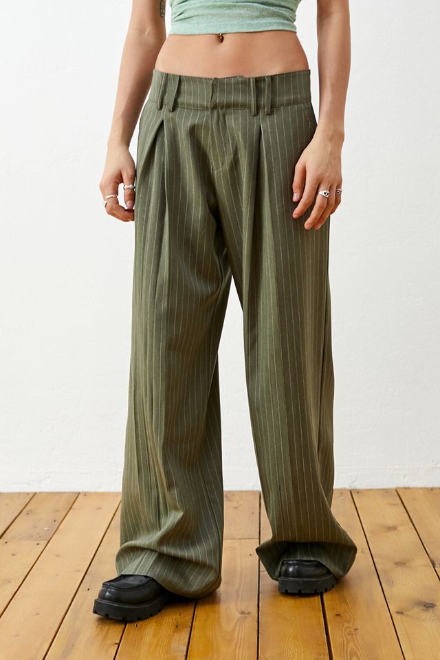 Archive At UO Khaki Pinstripe Ama Pantaloni a gamba larga #1
