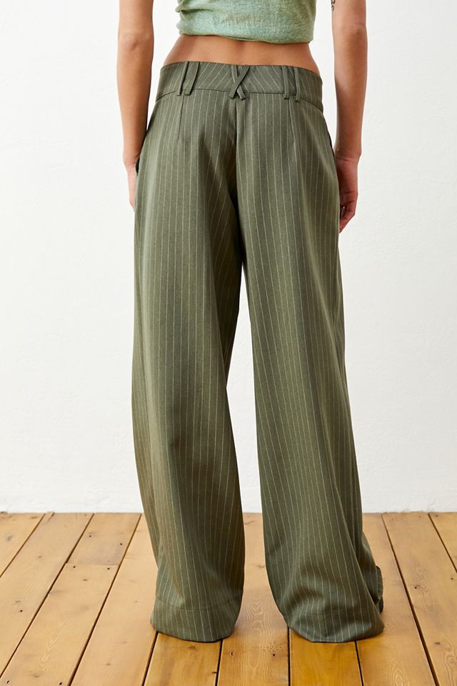 Archive At UO Khaki Pinstripe Ama Pantaloni a gamba larga #3