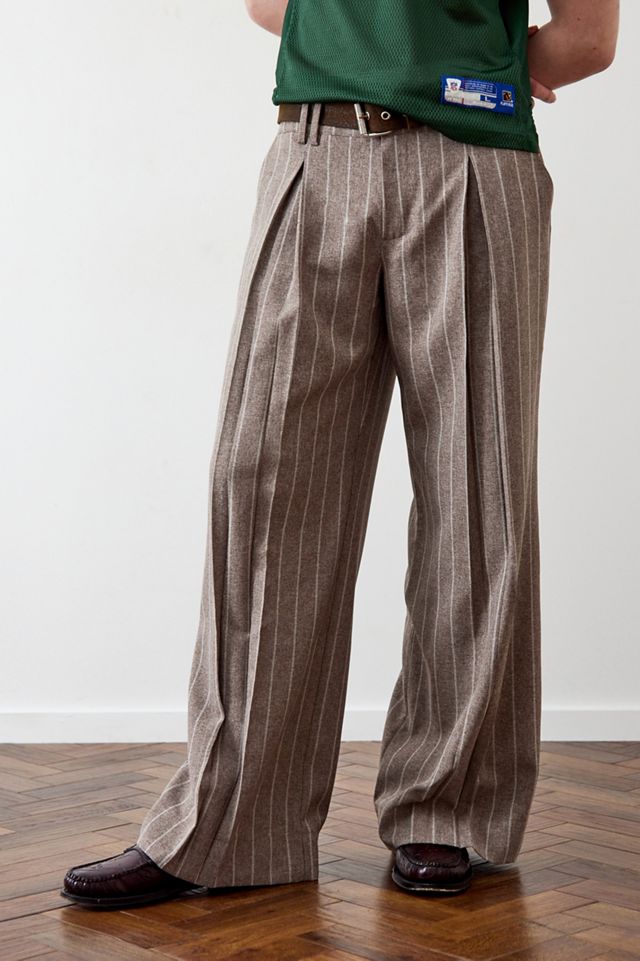 Archive At UO Soft Brown Ama Pinstripe Wide Leg Trousers #1