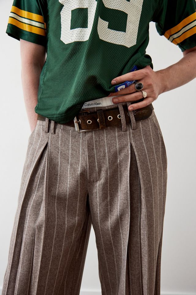 Archive At UO Soft Brown Ama Pinstripe Wide Leg Trousers #3