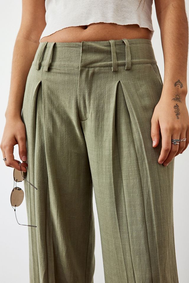 Archive At UO Khaki Linen Wide Leg Trousers #1