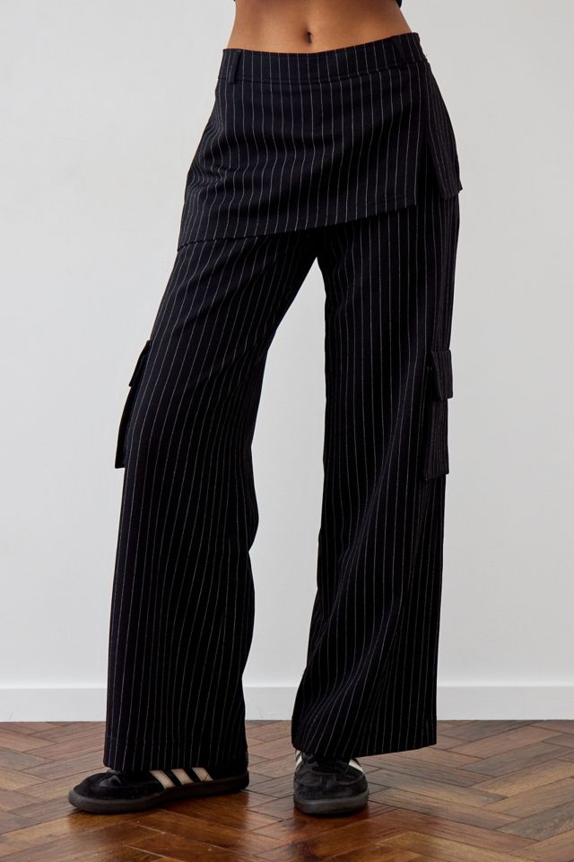 Urban Outfitters Uo Martha Pinstripe Pleated High-waisted Trouser