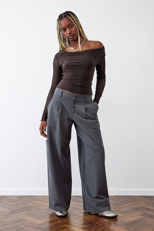 Archive At UO Charcoal Micci Wide Leg Trousers