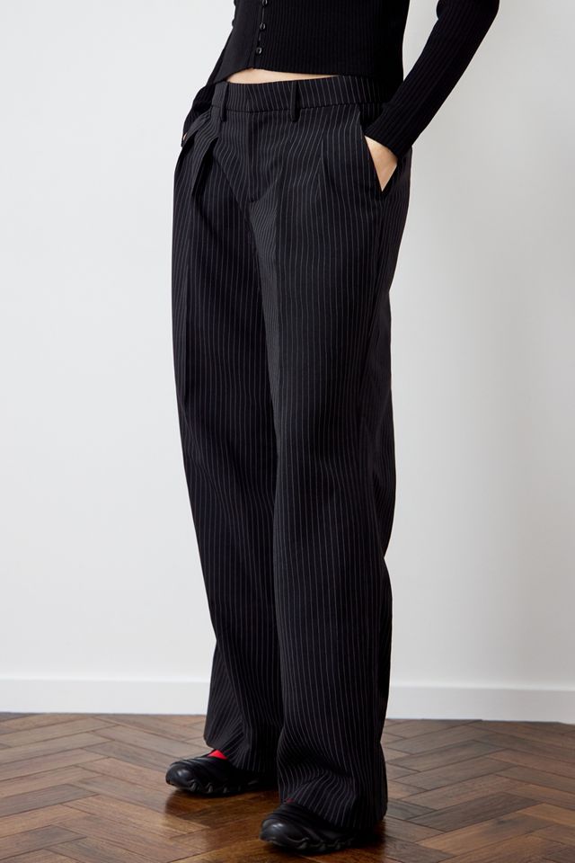 Archive At UO Black Pinstripe Mensie Wide Leg Trousers  #1