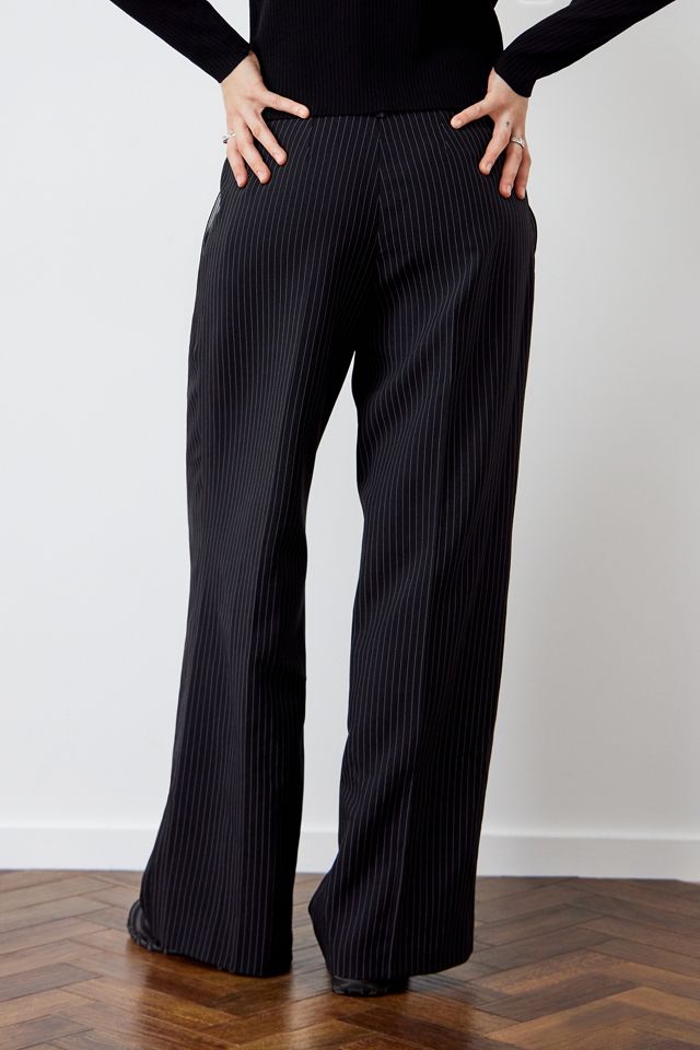 Archive At UO Black Pinstripe Mensie Wide Leg Trousers  #3