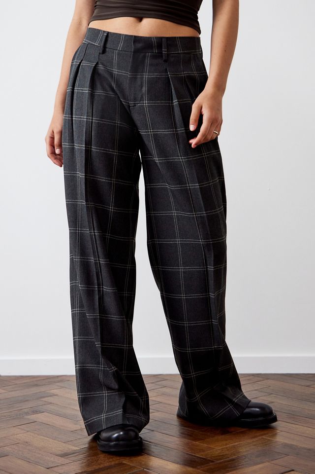 Archive At UO Charcoal Check Mensie Wide Leg Trousers #1