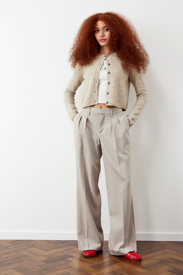 Archive At UO Beige Pinstripe Mensie Wide Leg Trousers #3