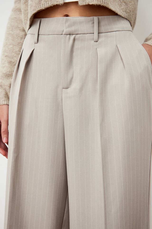 Archive At UO Beige Pinstripe Mensie Wide Leg Trousers #4