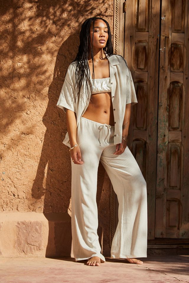 Archive At UO Natural Stripe Linen Hazel Trousers | Urban