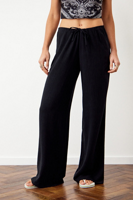 Archive At UO Black Linen Hazel Trousers Pant - Black M at Urban Outfitters