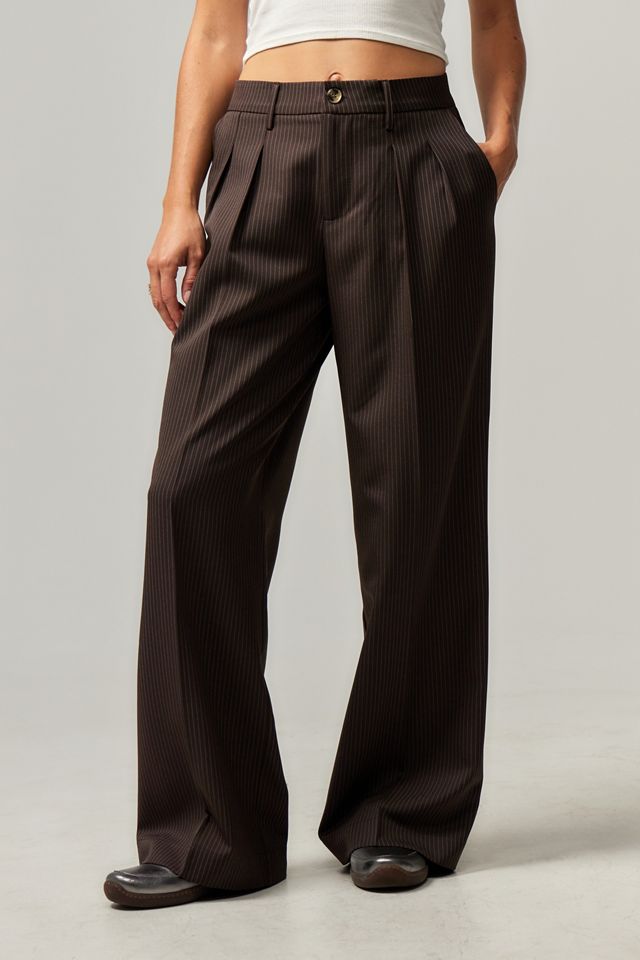 Archive At UO Chocolate Thin Pinstripe Low Rise Ash Trousers #1