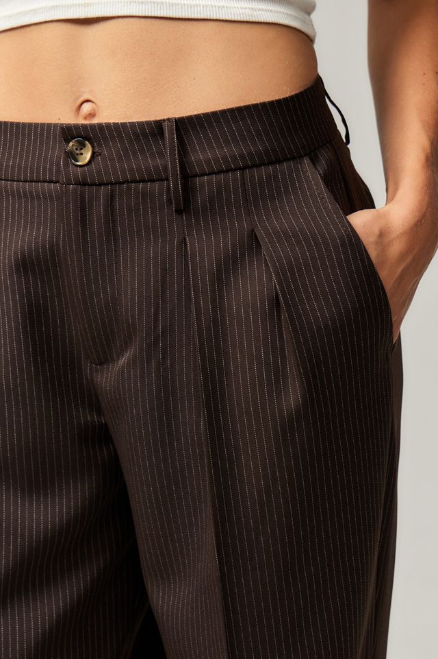 Archive At UO Chocolate Thin Pinstripe Low Rise Ash Trousers #2