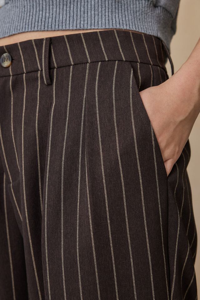 Archive At UO Chocolate Pinstripe Ash Wide Leg Low Rise Trousers #2