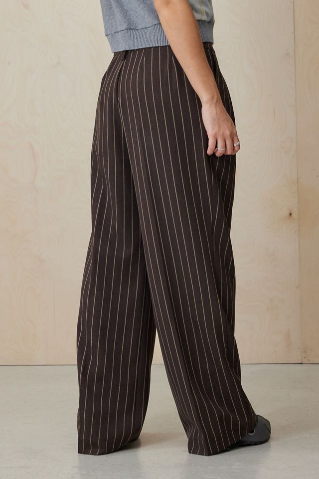 Archive At UO Chocolate Pinstripe Ash Wide Leg Low Rise Trousers #3