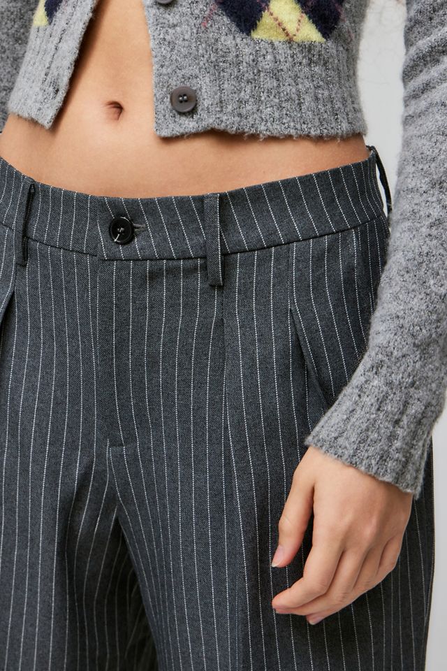 Archive At UO Graue Nadelstreifen Ash Low Rise Wide Leg Hosen #1