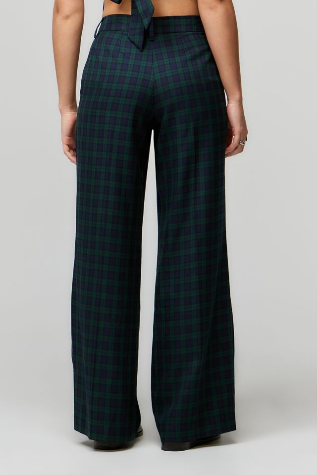 Archive At UO Green Tartan Ash Low Rise Wide Leg Trousers #3