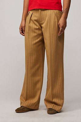 UO Camel Ash Pinstripe Low Rise Trousers