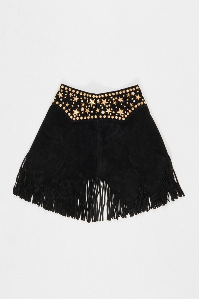 Urban Renewal One-Of-A-Kind Katherine Baumann Fringed Suede Skirt #1