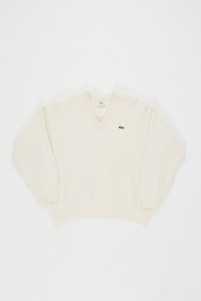 Urban Renewal OneOfAKind Cream Lacoste VNeck Jumper Urban Outfitters UK