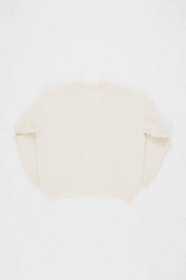 Urban Renewal One-Of-A-Kind Cream Lacoste V-Neck Jumper #1