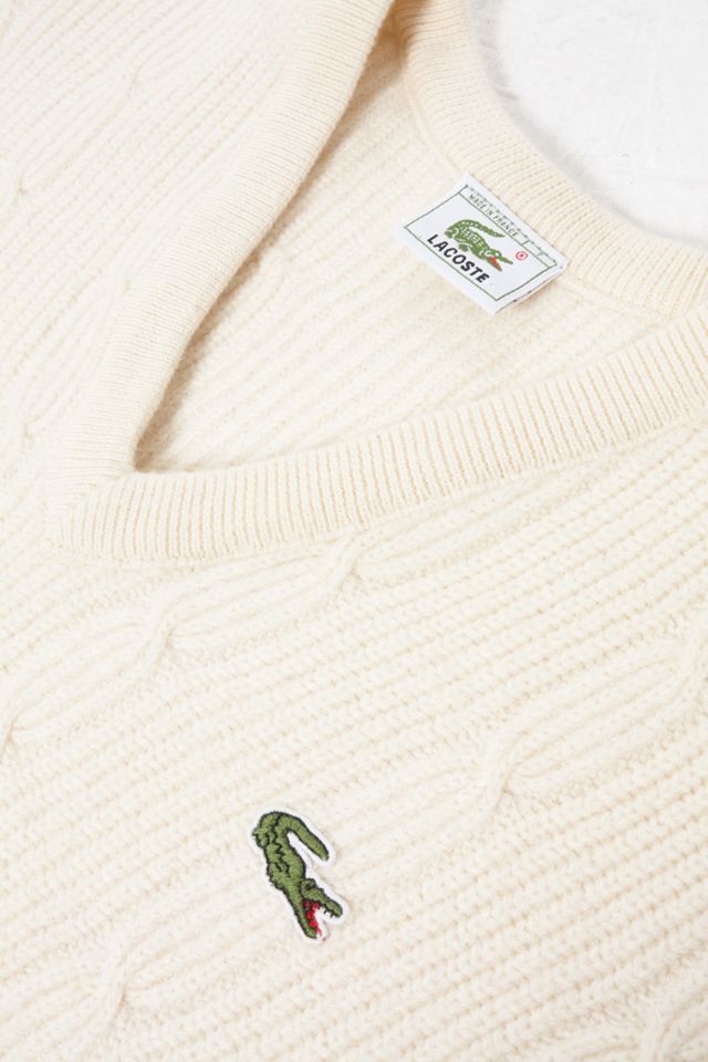 Urban Renewal One-Of-A-Kind Cream Lacoste V-Neck Jumper #2