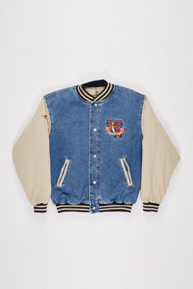 Disney denim hot sale varsity jacket