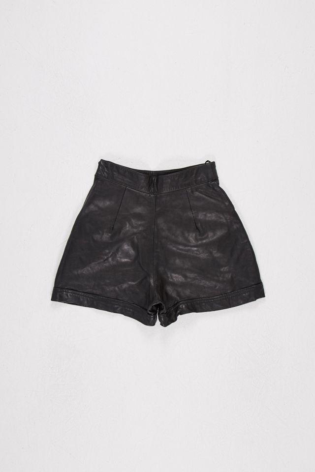 Urban Renewal One-Of-A-Kind Black Leather High-Waisted Shorts #1