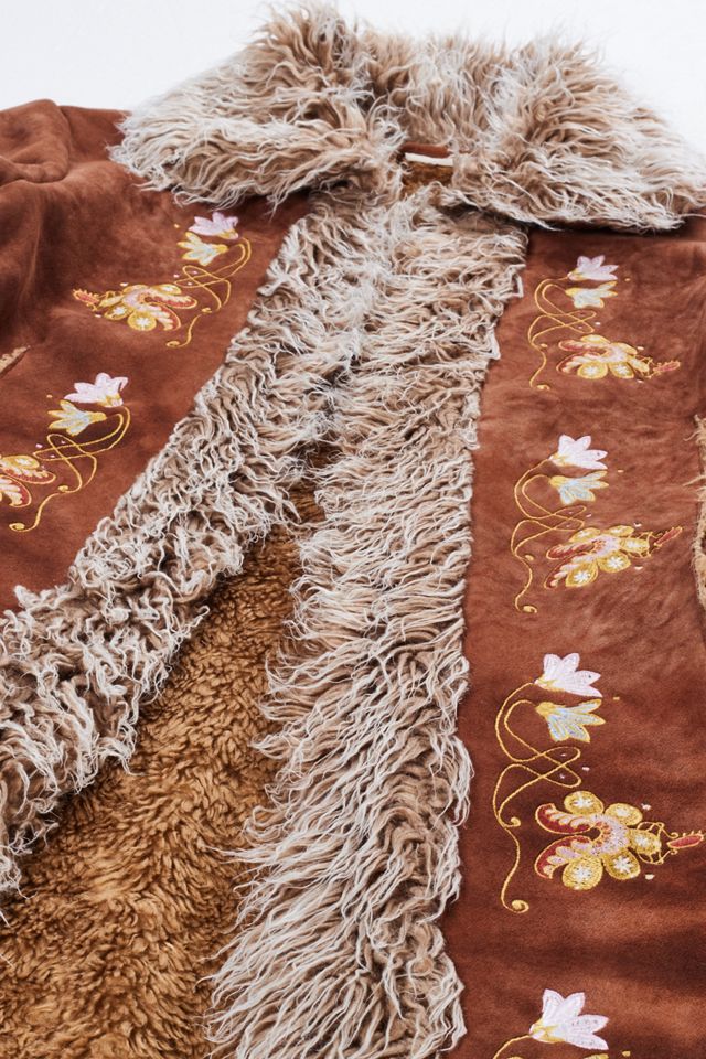 Urban Renewal One-Of-A-Kind Embroidered Faux Fur Trim Coat  #1