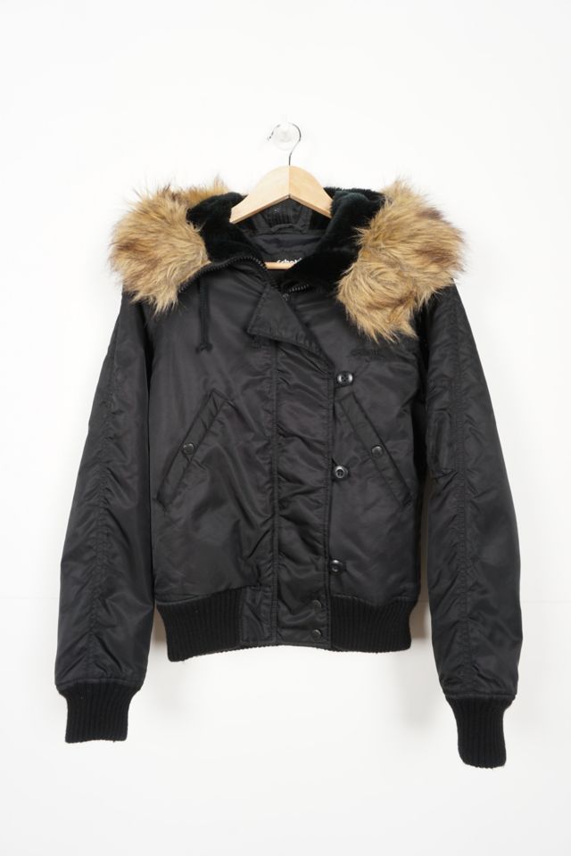 Schott black faux outlet fur hood puffer jacket