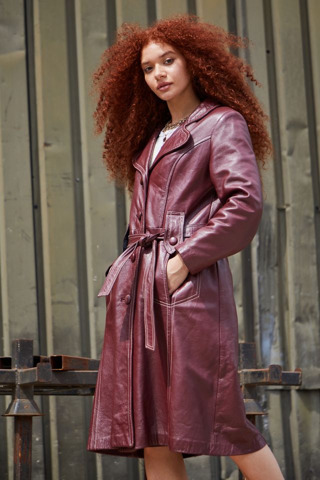 Urban Renewal Cherry Red Leather Trench #5