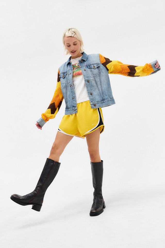 Urban Renewal Vintage Beyond Retro Crochet Sleeve Denim Jacket #3