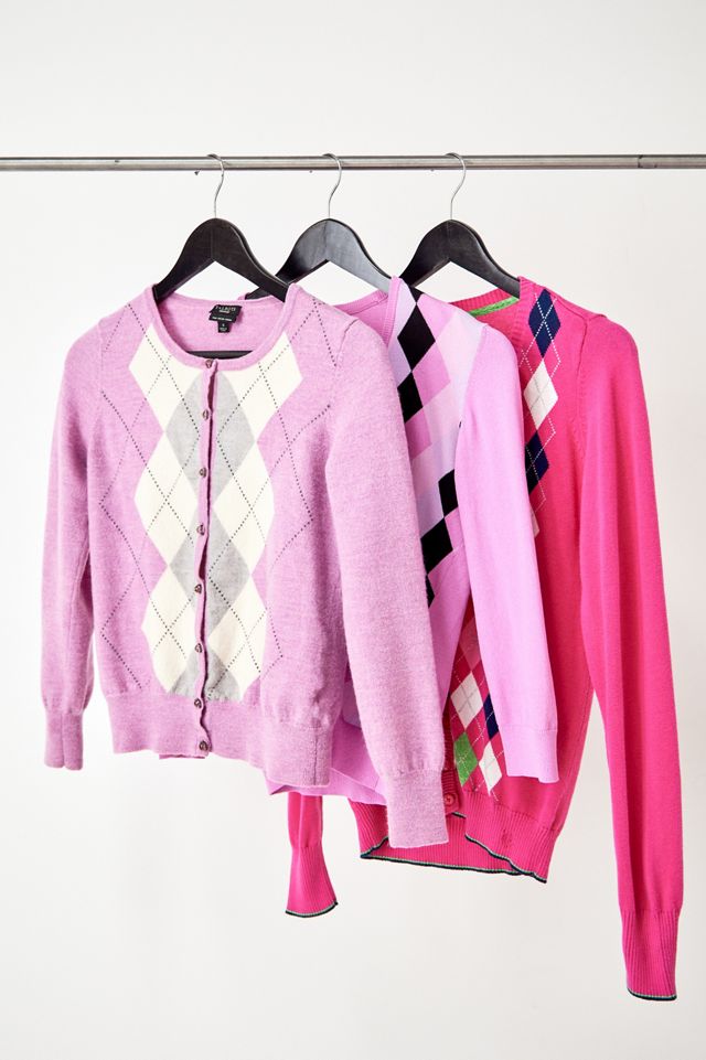 Urban Renewal Vintage Pink Argyle Cardigan #1