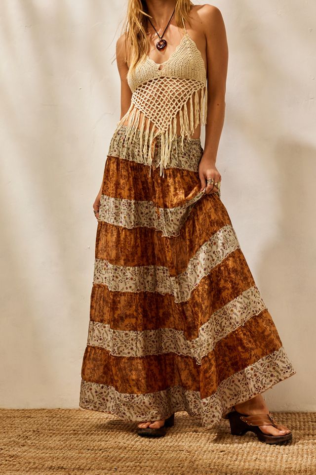 Urban Renewal Made From Remnants Paisley Silk Maxi Skirt  #1