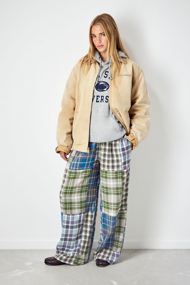 m*u様 check pattern patchwork trousers Urban Renewal Made From Remnants Patchwork Trousers | Urban
