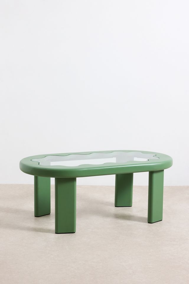 Green Wavy Scalloped Coffee Table #2