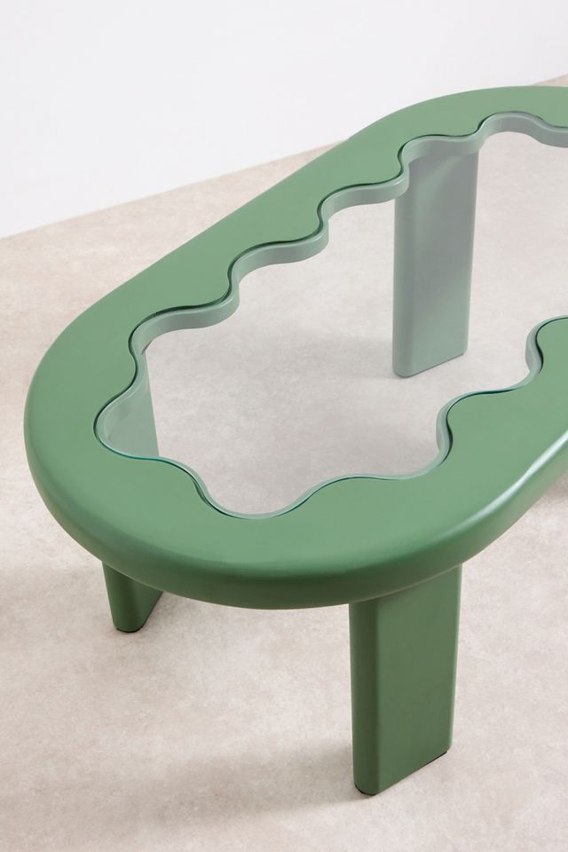 Green Wavy Scalloped Coffee Table #3