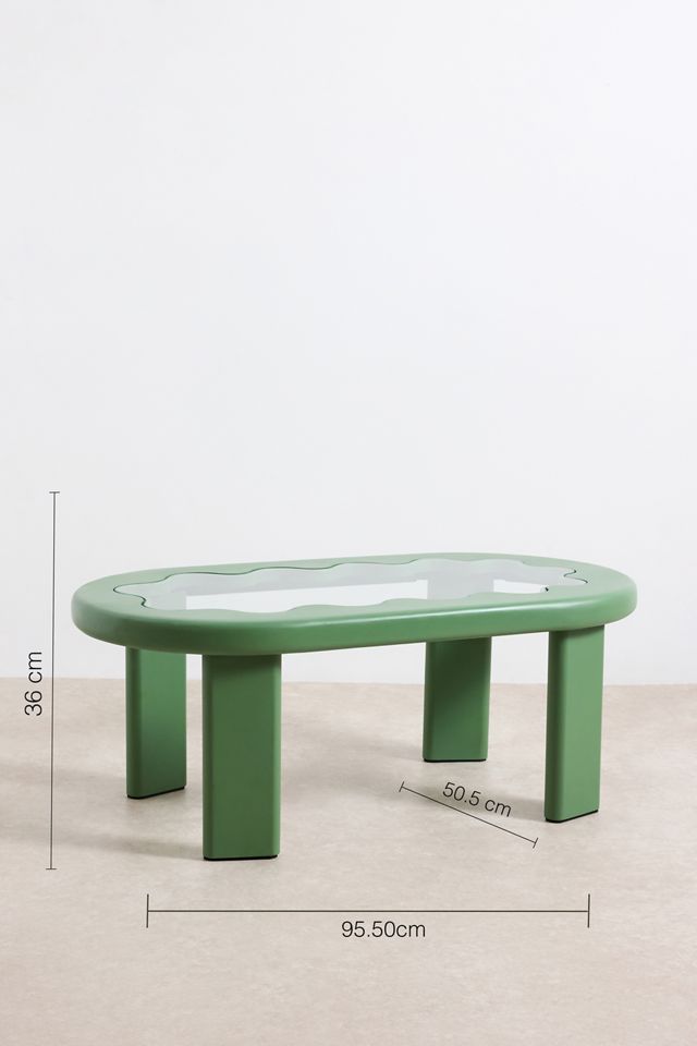 Green Wavy Scalloped Coffee Table #4