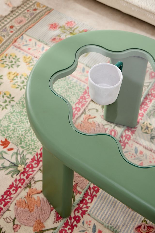 Green Wavy Scalloped Coffee Table #1
